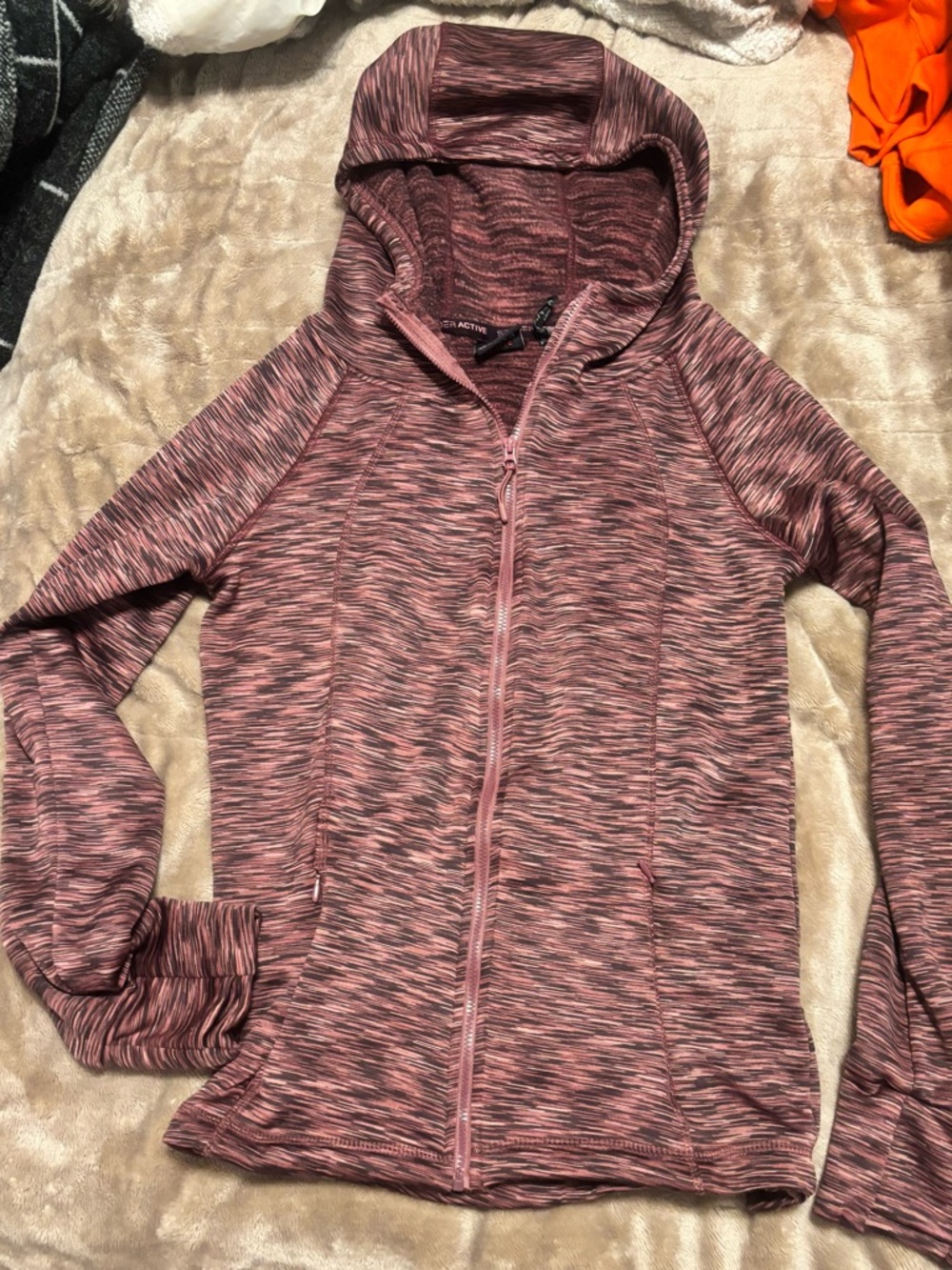 Heathered Mauve Zip-Up Hoodie